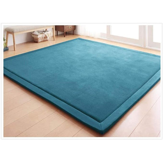 Loartee Nursery Rug Coral Velvet Crawling Rugs Mat Area Rugs Play Crawling Mat(5'11"x6'7", Blue) for Toddler Children Play Mat Yoga Mat Exercise Pads Carpet