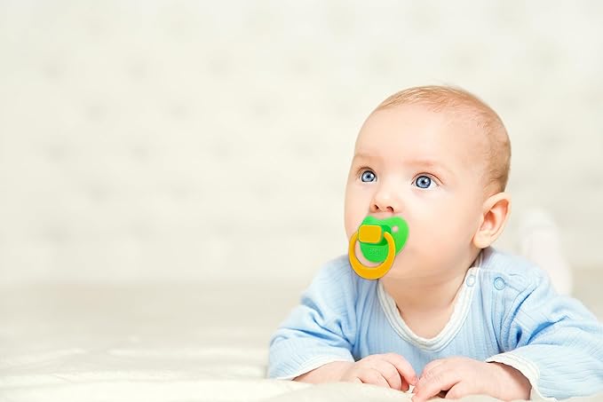 Orthodontic Soother/Pacifier - 3-18 Months | Soothes 95% of Babies | Heart-Shaped BPA-Free Silicone Soothers | Includes Case (Yellow/Pink, 2 Pack)