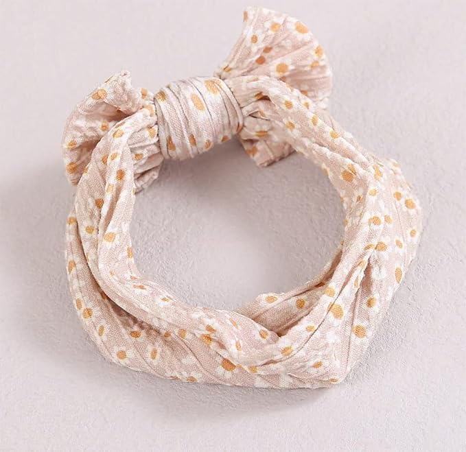 XuoAz Baby Girls Bow Flora Headband Baby Turban Knotted Elastic Headwrap for Newborn Infant Toddler Hair Accessories
