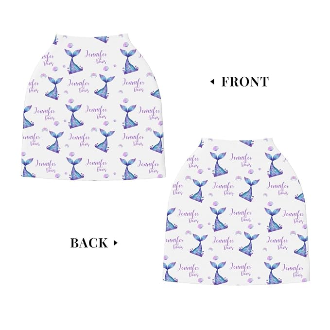 Personalized Baby Car Seat Cover for Girls, Custom Mermaid Nursing Covers for Breastfeeding with Name, Infant Stroller Cover, Baby Carseat Canopy for Newborn, Multiuse Car Seat Canopies