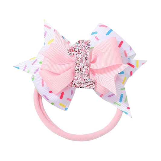 Birthday Hair Bow Hair Headband Hair Accessories Bow Birthday Decorations, Pink Ice Cream Hair Bows Headband