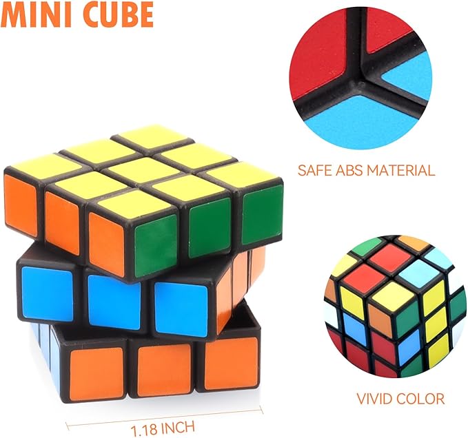 24 Pack Mini Cube Bulk, 1.18 Inch 3x3x3 Small Puzzle Cubes Set, Birthday Party Favors, Classroom Rewards Prizes, Stocking Stuffers, Easter Basket Fillers for Kids