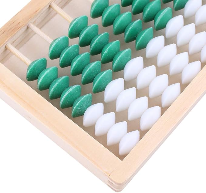 9-Bead 11 Column Abacus Counting Frame for Kids Math Education Wooden Framed Green White Color