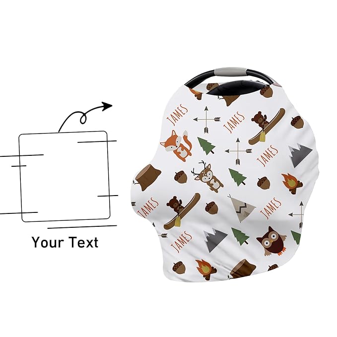 Personalised 7 in 1 Car Seat Cover for Girls and Boys - Multipurpose Breast Feeding Cover, White Owl Print Nursing Cover, Grocery Cart Cover - Birthday Gift for Babies(27"x29")