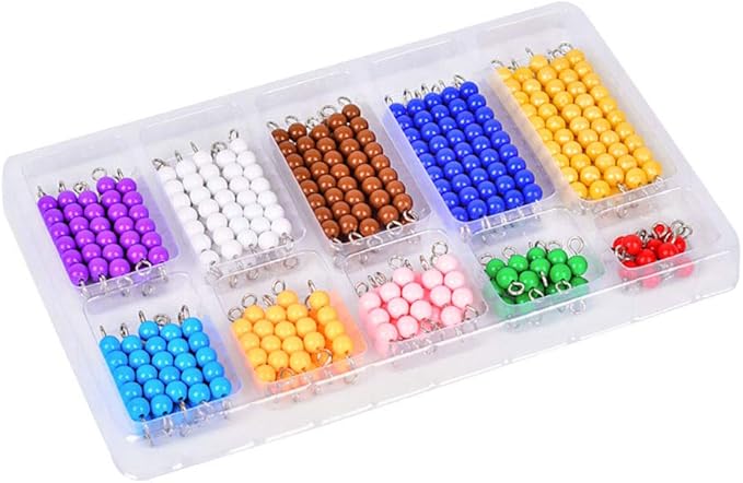 Kghios Montessori Math Toys Material for Toddlers 10 Sets of Colord Bead Chains 1-10 for Early Preschool Learning Toy,1-10 Numeral Cognition Toy