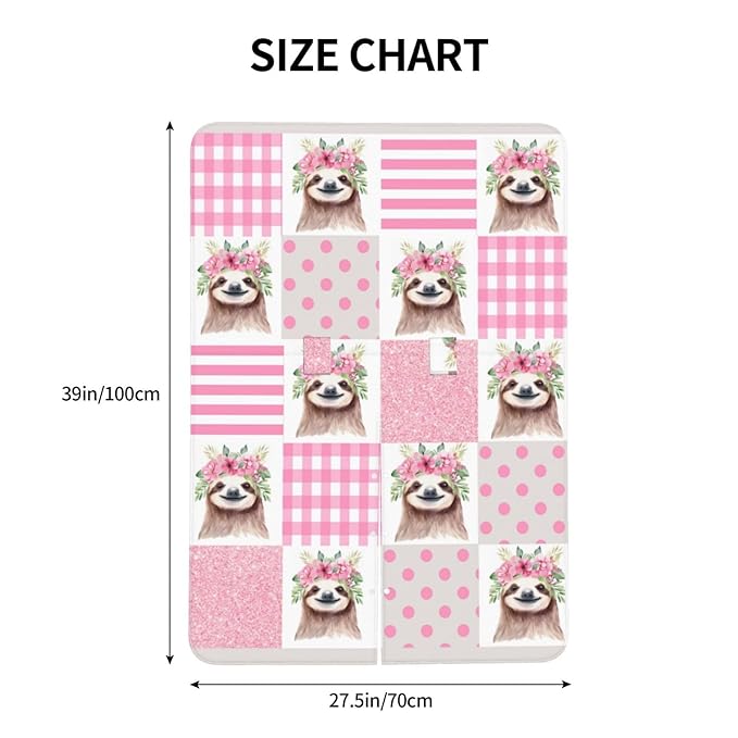 Pink Glitter Sloth Floral Car Seat Canopy Cover, Universal Fit for Infant Car Seats，Breathable,Multi-Use Nursing Cover, Gift Ready