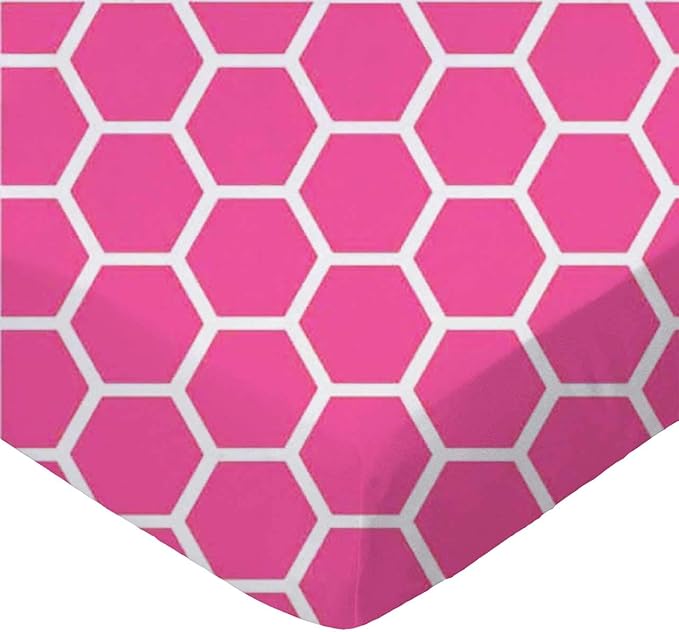 SheetWorld Fitted Pack N Play Playard Sheet 36x36, Fits The Graco Tot Bloc, Delta Children Playard, and All 36 x 36 Mattresses, 100% Cotton Woven, Hot Pink Honeycomb, Made in USA