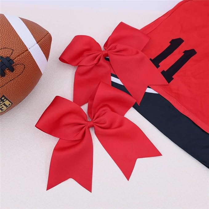 Pack of 2 Red Jumbo Cheer Bow Hair Clips for School Girls Cheerleader Bows 8'' Dancing Softball Basketball Cheerleading Team Hair Accessories