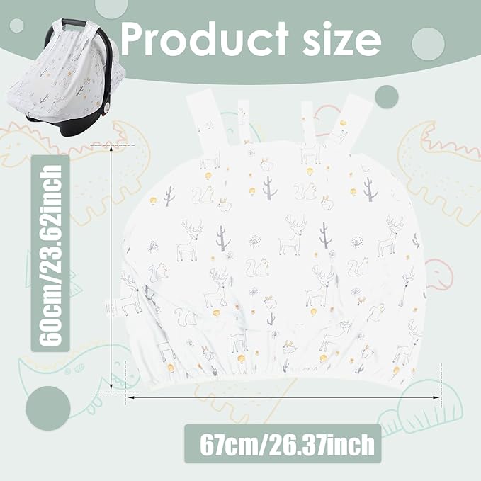 Baby Car Seat Cover, Infant Carrier Canopy for Boys Girls with Two Way Zipper Windproof 3 Modes with Extra Large Mesh Window for Stroller Car Seat (Style 2)