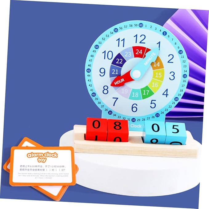 HANABASS 1 Set Wooden Clock for Educational Recognition Plaything for Safe Premium Wood Material Develops Color and Shape Awareness