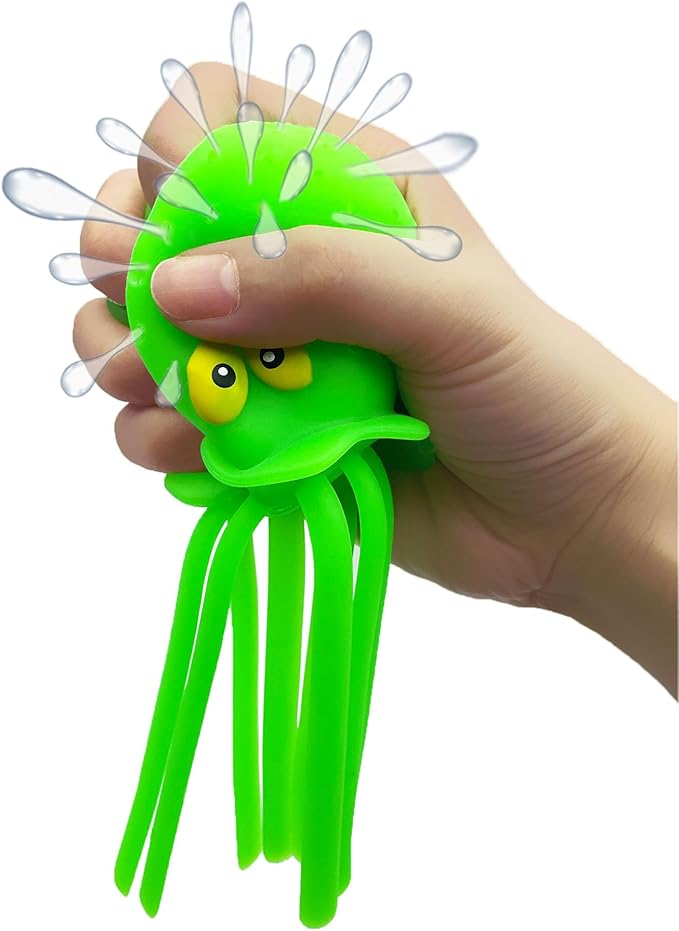 Octopus Water Balls, Pack of 4 Pool Floating Toys Baby Bath Toys Squishy Sensory Stress Relief Toys, Cute Goodie Bag Fillers for for Kids Boys and Girls, Pink, Blue, Green and Yellow