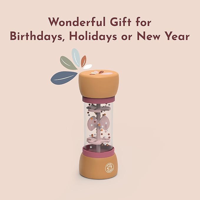 SPEEDY MONKEY Kids Beaded Raindrop | FSC Wooden Shake Rainmaker Musical Toy for Toddlers & Babies | Calming Rain Sound Stick for Sensory Instrument Pretend Play Music Fun (Color May Vary)