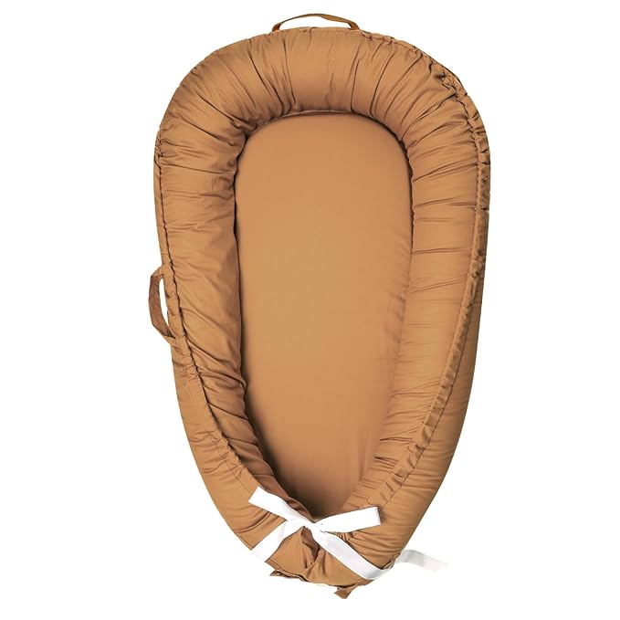 Hooyax Baby Lounger Cover Only, 100% Cotton Newborn Nest Cover, Soft Portable Baby Nest Replacement Cover for Boys Girls, Breathable Infant Lounger Covers, Baby Essential (Brown)
