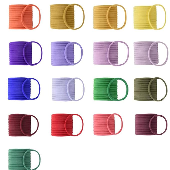 FZBNSRKO 100pcs Multi-function Super Soft High Stretchy Baby Newborn Infants Headbands,DIY Crafts Elastics,Ear Bands Loops Ties Ropes for Newborn Infant Toddler Baby Girls