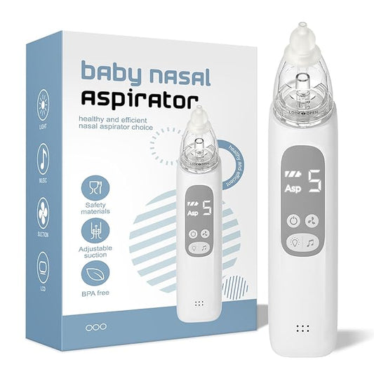 X-Bosak Nasal Aspirator for Baby, Electric Nose Sucker for Baby, Snot Sucker with 5 Levels Suction, Soothing Light & Nursery Rhymes (White)