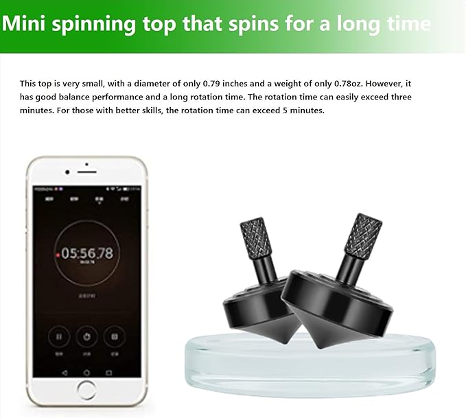 Stainless Steel Spinning Top, Precision Mini Desktop Gyroscope, Kill Time Reduce Stress ADHD Toys, Perfect Balance Gyro (Black Style 1)