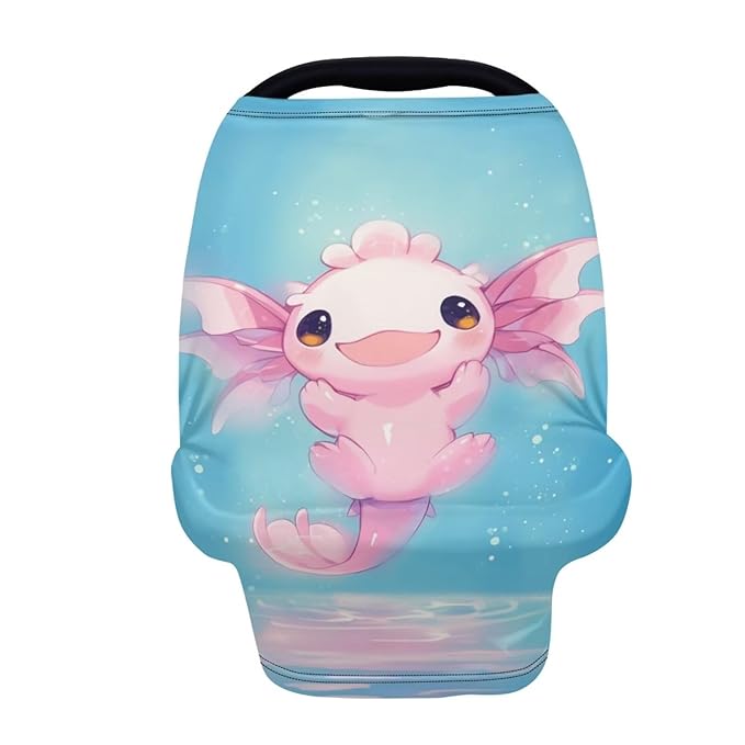 Youngerbaby Cute Axolotl Nursing Cover Breastfeeding Super Soft Multi Use for Baby Car Seat Covers Canopy Shopping Cart Cover Scarf Light Blanket Stroller Cover Baby Girl Necessities