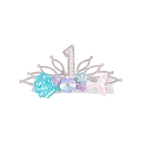 cherrboll Baby Girl Birthday Crown Floral Headband, Soft Flower Head Wrap Tiara Hairband for 1-3 Years Old Toddlers Kids First 1st Birthday Party Dress Photo Decoration