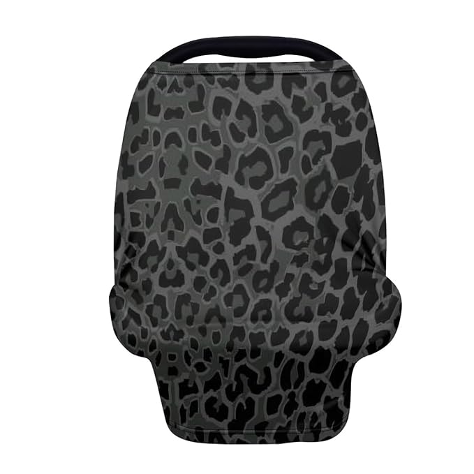 Black Baby Car Seat Cover Leopard Print Metplus Breathable Infant Carseat Cover Lightweight Baby Nursing Cover for Girls Boys Fit Spring Summer/Hot Days/Warm Weather