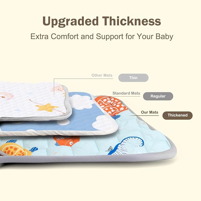 Sinhaklóho 50" x50" Foldable Thicker Foam Baby Play Mat for Playpens & Floors - Soft, Non-Slip & Odor-Free Crawling Mat for Infants & Toddlers, Machine Washable, Ocean Wonders Design