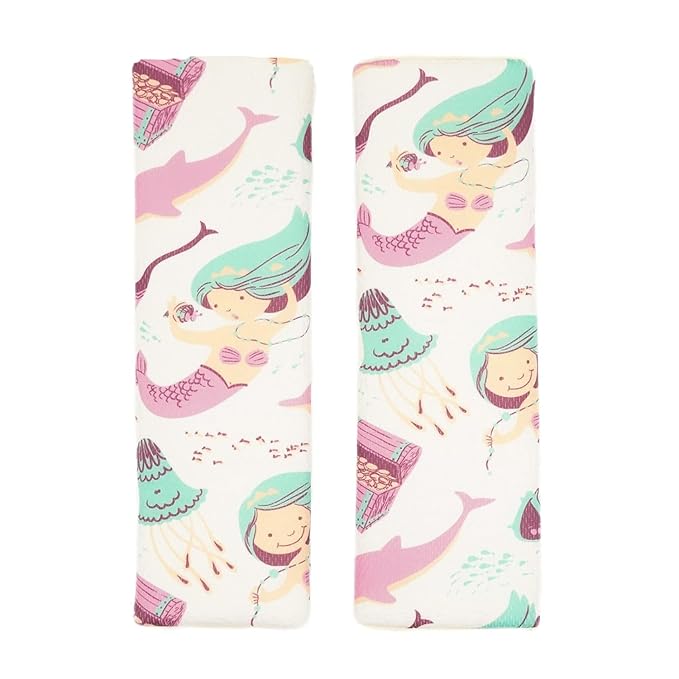 Baby Seat Belt Strap Cover, 2 Pcs Kids Car Seat Belt Cushions Pads, Shoulder Strap Protectors for Girls Boys (Mermaid)