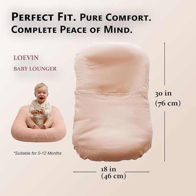 Baby Lounger Play Mat,Baby Lounger for Newborn Tummy Time for Babies in Bed,0° Angle Newborn Loungers Babies Nest for Boys & Girls 0-12 Months(Pink)