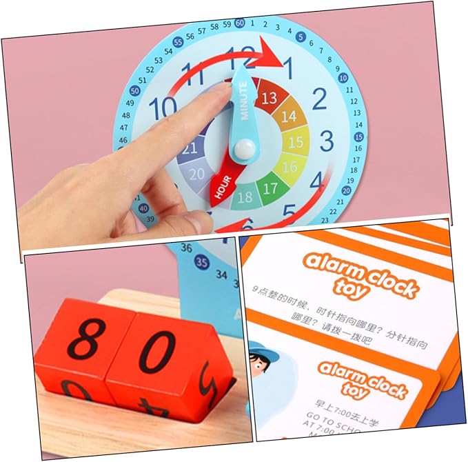 HANABASS 1 Set Wooden Clock for Educational Recognition Plaything for Safe Premium Wood Material Develops Color and Shape Awareness