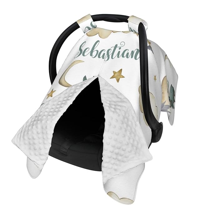 Custom Baby Name Nursing Cover Flying Dragon Design – Personalized Car Seat Canopy for Boy, Stroller Cover, Baby Minky Blanket, Privacy Breastfeeding Cover, Soft Breathable Infant Shower Gift