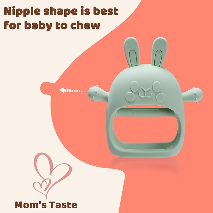 Baby Teething Toys 3-24 Months, Easter Bunny Toys, Teething Relief, Baby Teething Toys, Bunny Teether, Food-Grade Silicone Teething Mitten for Babies, 1 Year Baby Boy Gifts, BPA Free