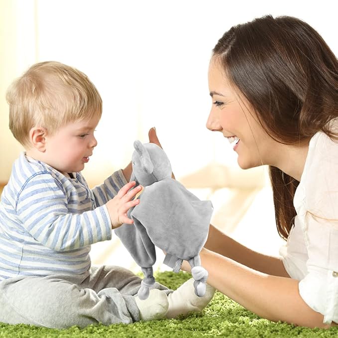 Vicloon Soft Elephant Security Blanket for Babies, Lovey Blanket Gifts for Newborn Boys and Girls, Lovie Newborn Blankie Baby Snuggle Toy Baby Elephant Stuffed Animal (Grey)