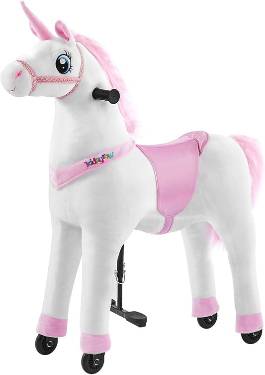 Ride on Horse Unicorn Toy for Kids Riding Horse Pony Rider Mechanical Cycle Walking Action Plush Animal for 6 to 14 Years, No Battery or Electricity,Max Load 187 LBS, Large Size