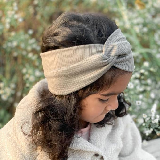 Sugarmelon Baby Headbands Stretchy Hairbands Hair Bow Elastics for Baby Girls Newborn Toddlers Infant Kids Turban Headband (Cross Headband Taupe)