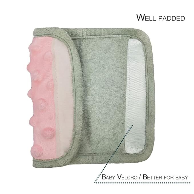 DODO NICI car seat Strap Cover for Baby, seat Belt Cover Cushion, Belt Pads fit Baby Carrier/Pushchair/Stroller, Cozy Peace Dotted Minky, Solid Pink