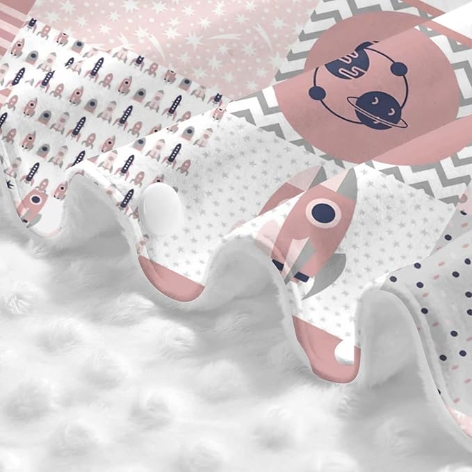 Personalized Baby Car Seat Canopy for Girls, Custom Name Baby Car Seats Covers for Babies, Opening Minky Nursing Breastfeeding Stroller Cover Infant Carseat Canopies for Newborn (Rocket Pink)