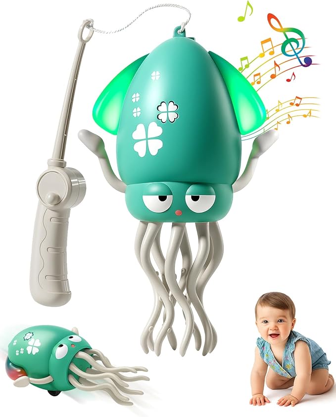 Magic Dancing Octopus Toy, Smart Tentacle Explorer, Wiggly Wonder Interactive Fun Octopus, Crawling Dancing Automatic Obstacle Sensor Toys, Crazy 8-Leg Wiggly Robotic with Music (Green)