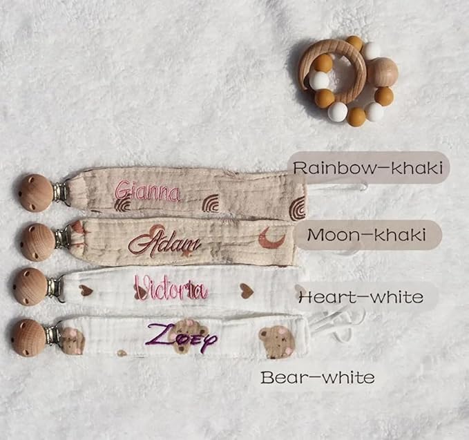 Personalized Pacifier Clip with Name,Custom Embroidered Webbing Binky Holder for Baby Boys & Girls,Newborn Pacifier Clip Holder (style1)