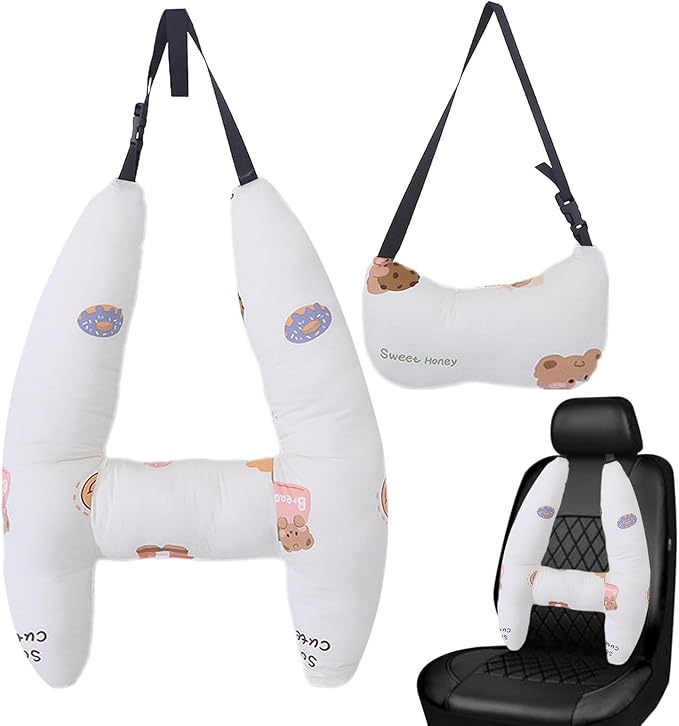 Generic Kids Car Seat Head Support H Shape Kids Neck Pillow - Kid Car Sleeping Head Support, 28x22in Car Travel Pillow with Headrest for Kids and Adults for Head, Neck, Arm Supports, bear