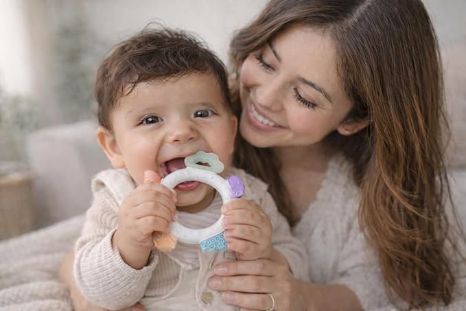 Cosmo Ring Teether – 100% Food Grade Silicone Baby Teething Toy | Multi-Textured Sensory Shapes for Gum Relief | Easy Grip Circle Design | BPA-Free, Phthalate-Free | Baby Teether 3-36 Months