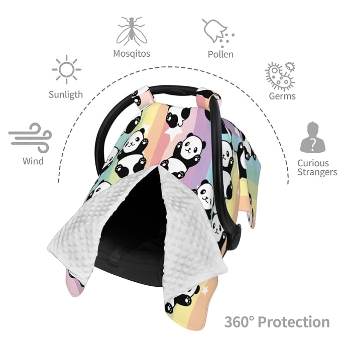 Panda Baby Car Seat Canopy Cover 39x27.5 Inches Multi Use Nursing Cover for Newborn Car Seat Canopy Mom Nursing Breastfeeding Covers Newborn Shower Gifts
