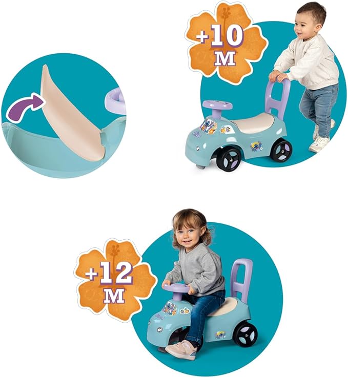 Smoby - Stitch - Ride-on car - Walker - Steering wheel - Under saddle storage - From 10 months - Made in France