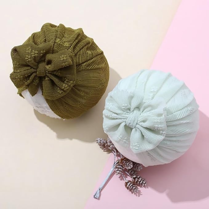 Newborn Babies Headwrap Hat Infant Toddler Cotton Soft Cute Nursery Beanie Headbands Top Bowknot Cap