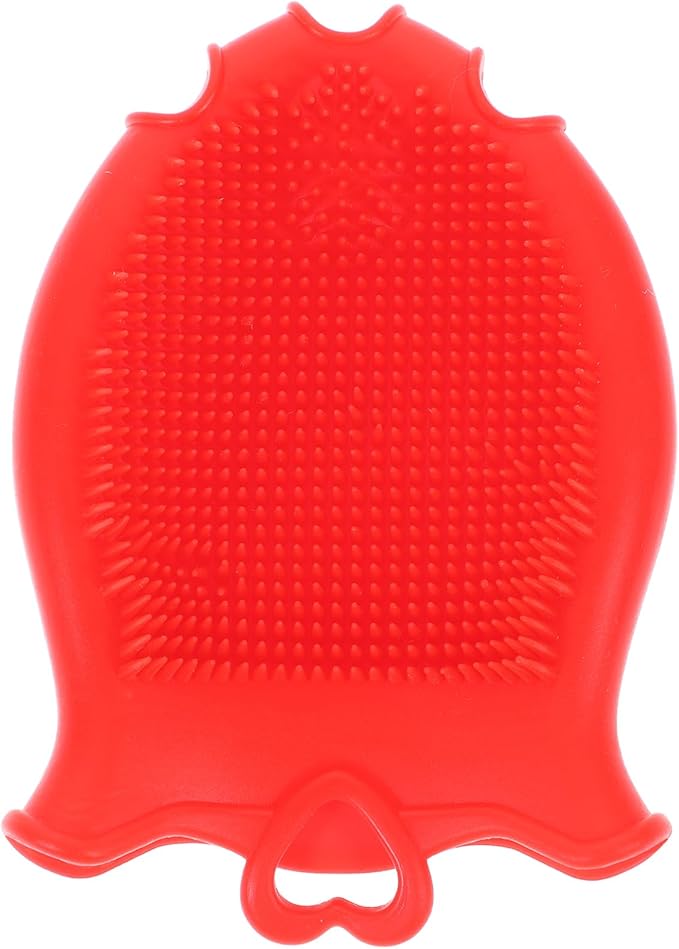 FRCOLOR Baby Head Scrubber Soft Silicone Baby Bath Scalp Brush Massage Flower Shape Cap Essential for Dry Brush Skin Scrubbers Red