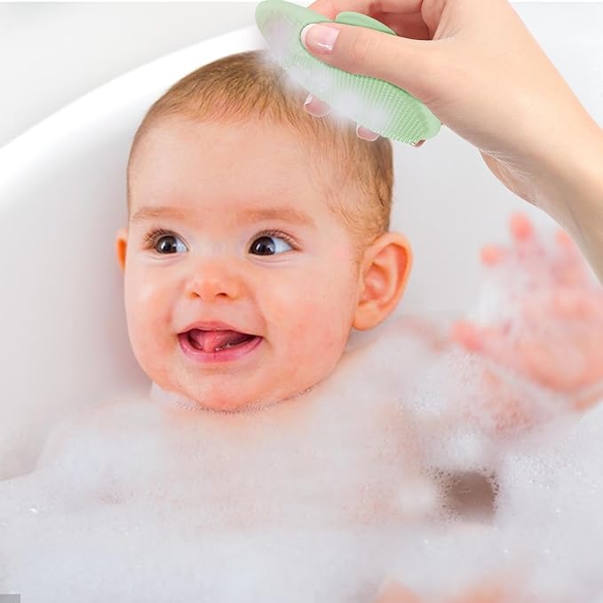 Generic Baby Scalp Brush - Baby Bath Scrubber | Silicone Baby Hair Scrubber | Children Scalp Massager Comb | Newborns Bath Brush | Comb for Washing Baby Hair | Cradle Cap Bath Brushes, Green