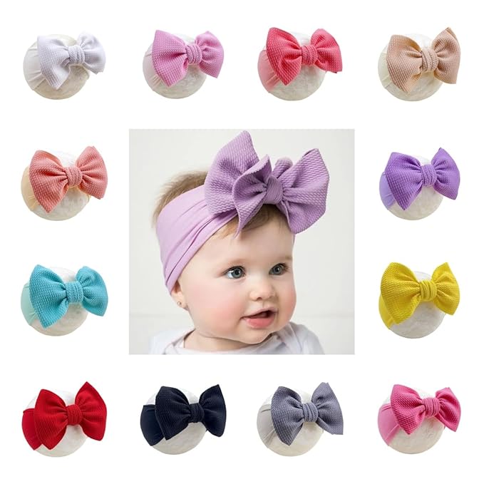 Baby Girl Headbands Nylon Bow Hair Accessories for Newborn Infants Toddlers (Y06, FZ)