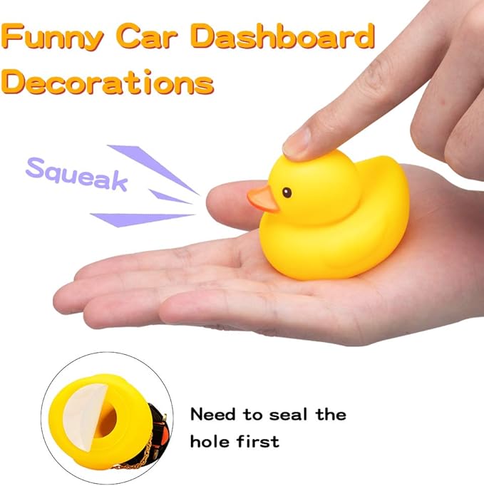 Wonuu Yellow Duck Car Dashboard Ornament - Cool Squeaky Glasses Duck With Propeller Helmet Decoration Accessory (Y-Pink)