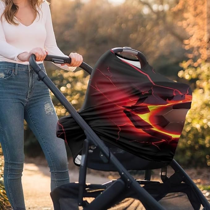 Coldinair Cool Soccer 4 in 1 Multipurpose Nursing Cover,Car Seat Canopy for Babies Boys Girls,Soft Stretchy Baby Car Seat Cover,Lightweight and Comfortable