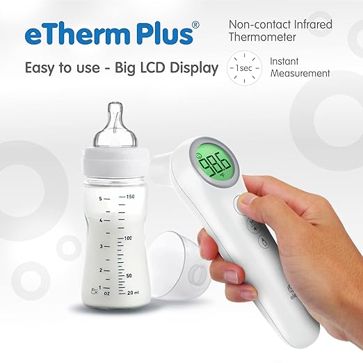 Elepho eTherm Plus Non-Contact Infrared Forehead Thermometer for All The Family; Babies to Adults – Accurate & Fast Readings in 1 Second. Large LCD Display…
