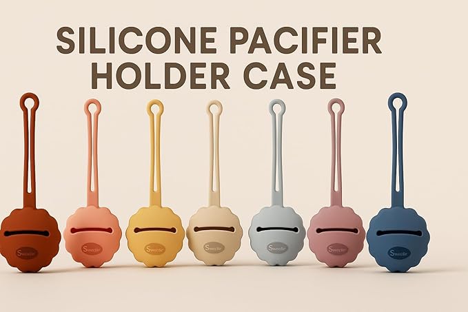 Sweetie Silicone Pacifier Holder Case, Pacifier Container Fits Pacifiers & Pacifier Clip, Portable for Travel Outdoor Activities, Sun Flower, Lion Shape, 1 Piece (Yellow)