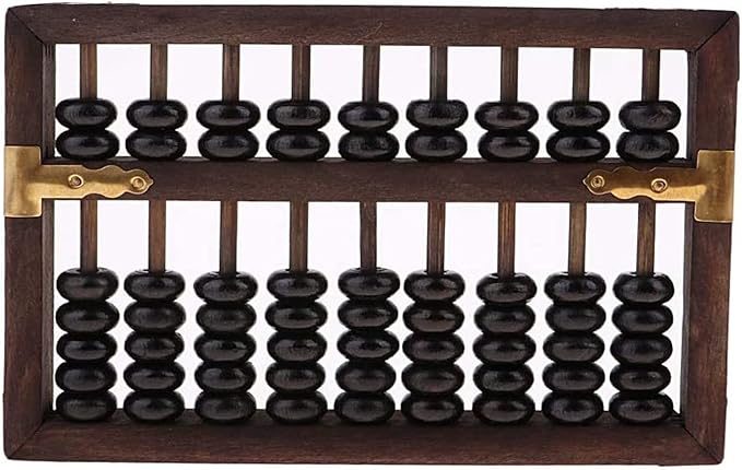 Chinese Abacus with Vintage Leather Box,Classic Wooden Abacus 9 Column Bead Arithmetic Abacus with Classic Calculator Counting Gifts Collectibles Abacus Gift for Adults