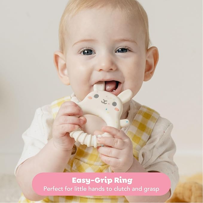 Tiger Tribe Baby Silicone Teether - Bunny Shape, BPA-Free, Soft Relief for Teething, Sensory Toy for Newborns and Infants 0-18 Months